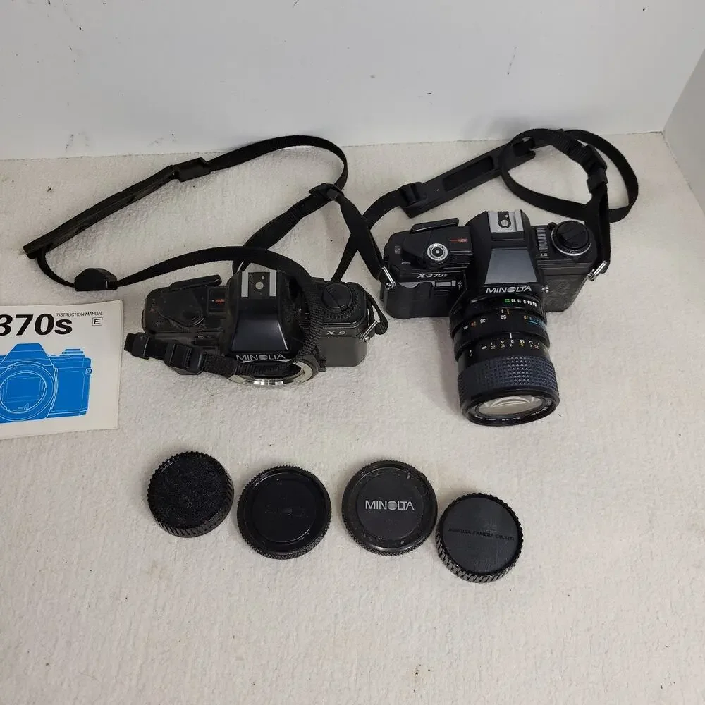 Vtg Minolta Camera Lot 28 - 70 mm 1:35 - 48 Japan 55mm X-370s Photography X-9